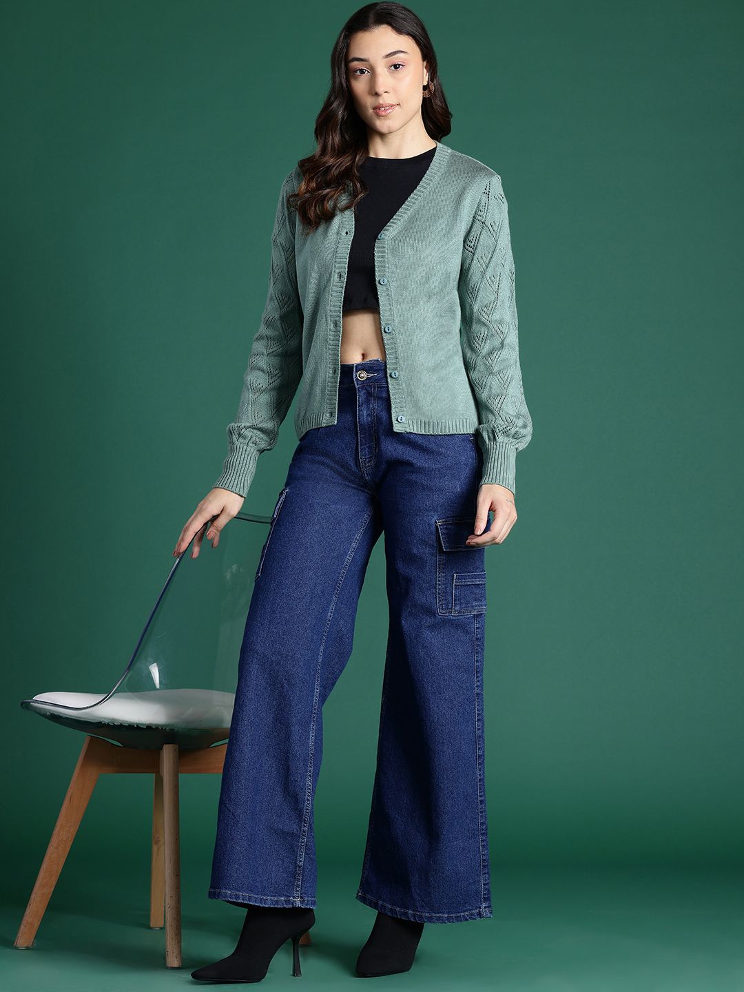 DressBerry Acrylic Knitted Cardigan