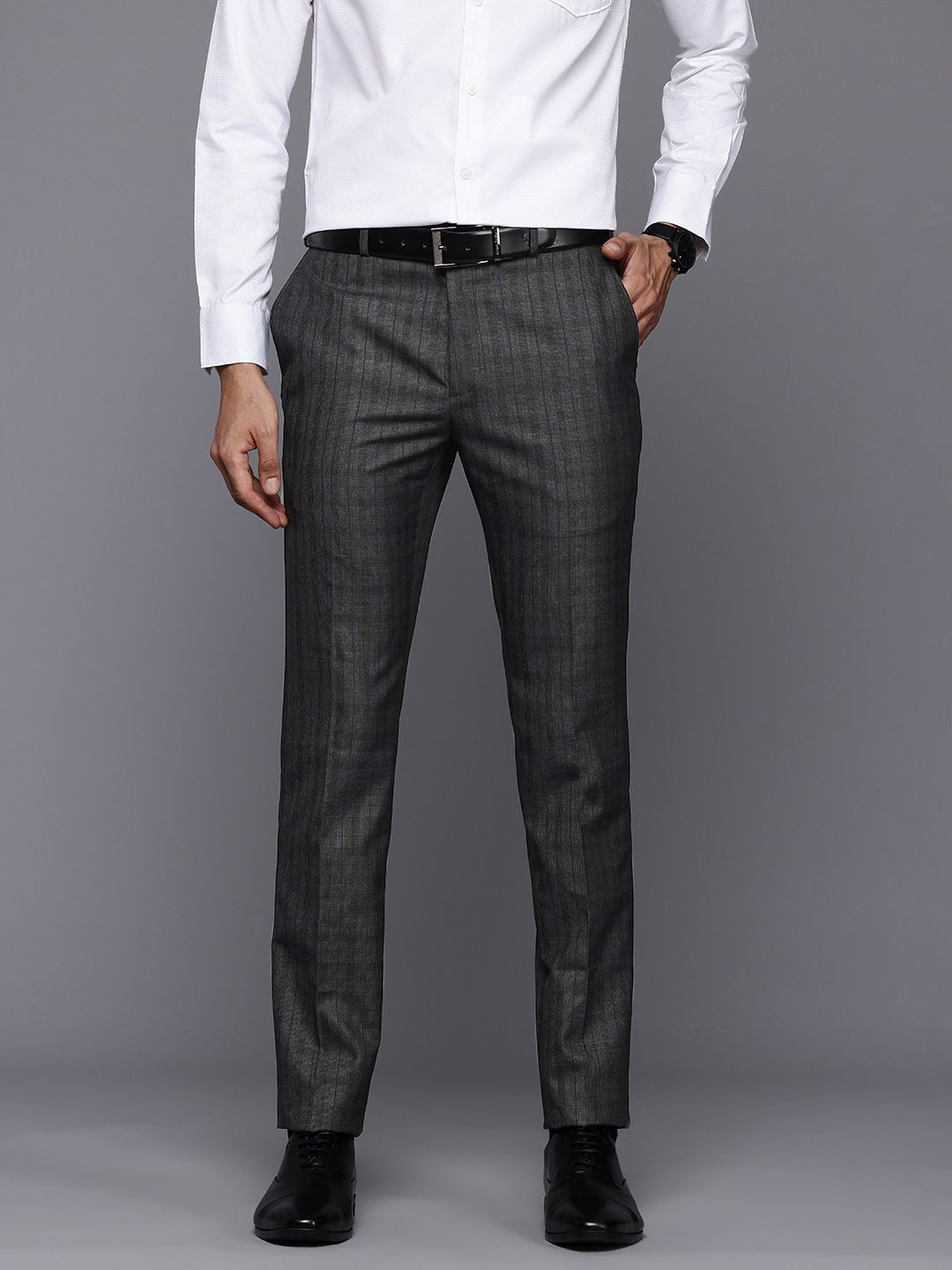 Raymond Men Checked Slim Fit Formal Trousers