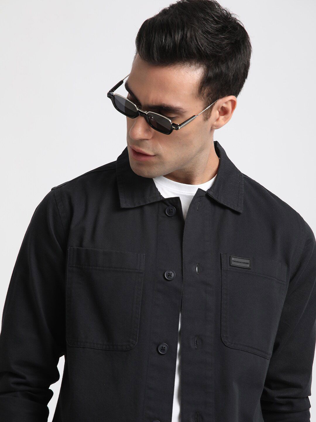 THE BEAR HOUSE Men Solid Regular Fit Cotton Shacket