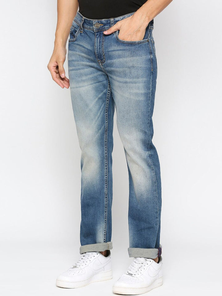 Being Human Men Blue Clean Look Mid-Rise Heavy Fade Jeans
