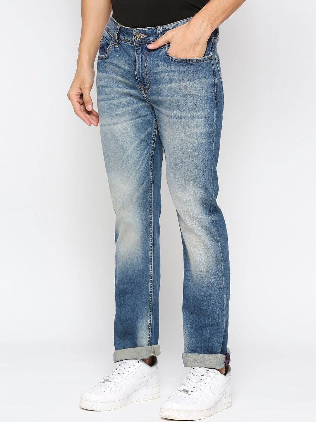 Being Human Men Blue Clean Look Mid-Rise Heavy Fade Jeans