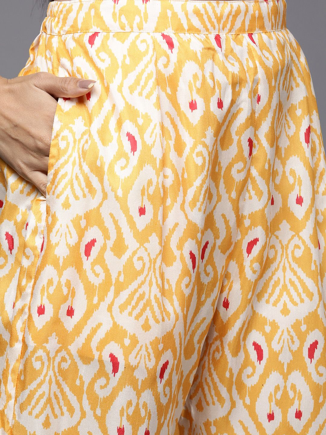Indo Era Women Yellow Ethnic Motifs Printed Sequinned Kurta with Trousers