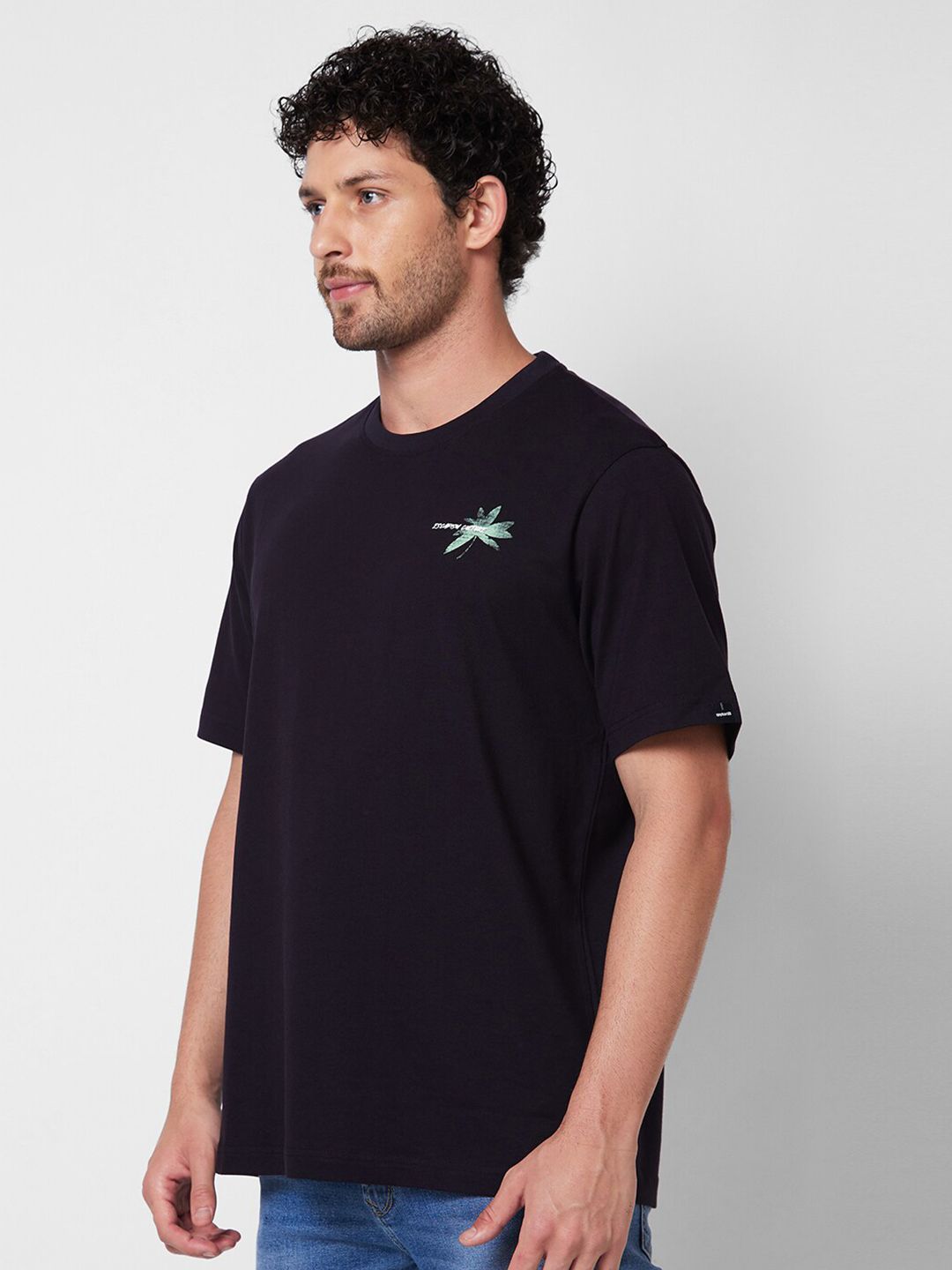 SPYKAR Round Neck Short Sleeves Abstract Printed Pure Cotton Slim Fit T-shirt