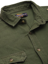 The Indian Garage Co Men Green Regular Fit Opaque Solid  Casual Shirt