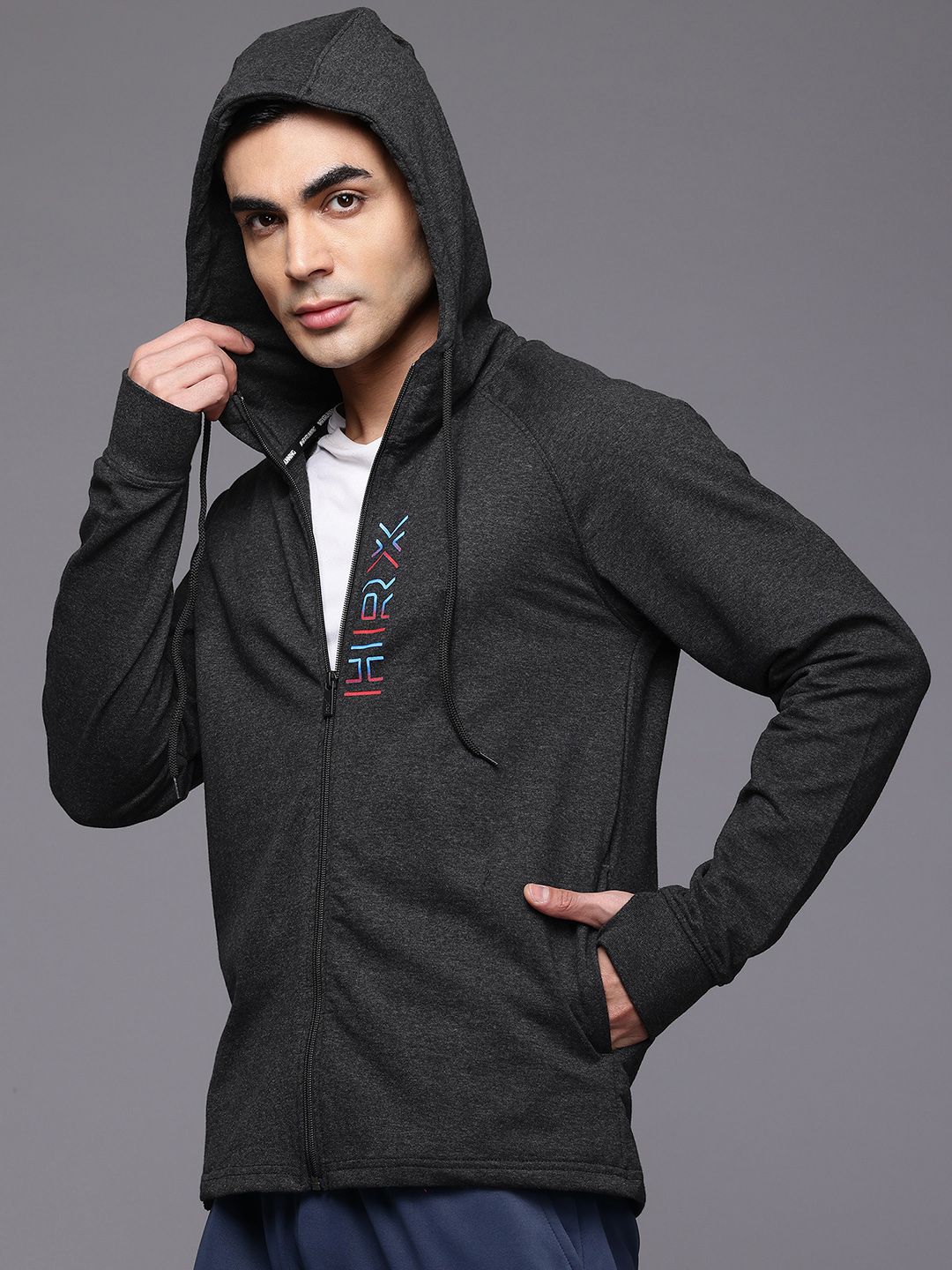 HRX by Hrithik Roshan Trial Tracers Brand Logo Printed Hooded Running  Sweatshirt