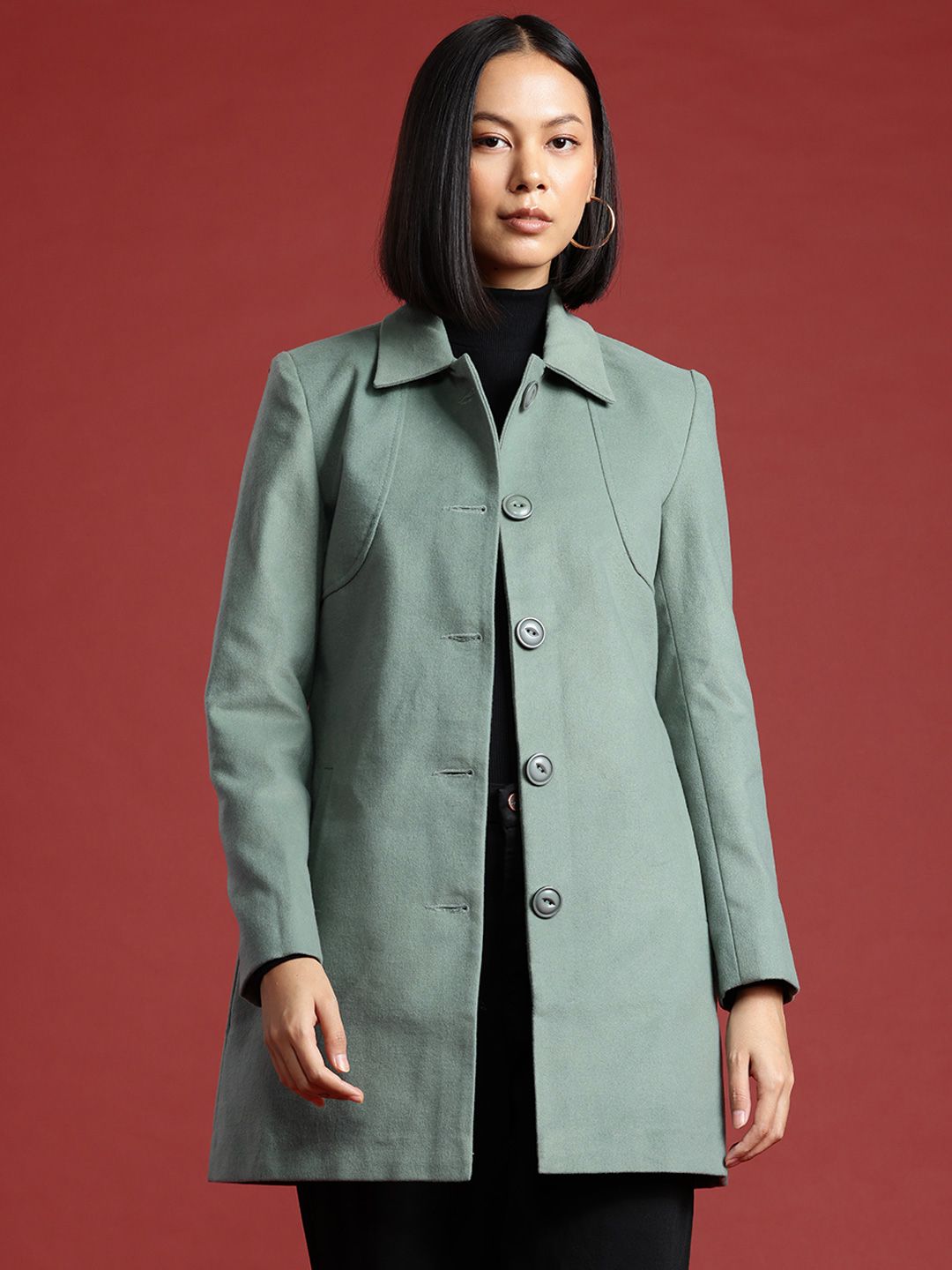 all about you Shirt Collar Longline Overcoat