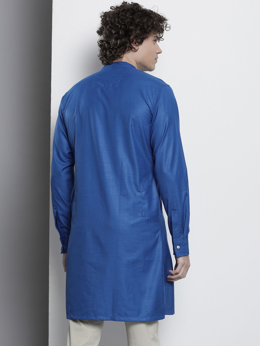 The Indian Garage Co Men Animal Printed Mandarin Collar Kurta