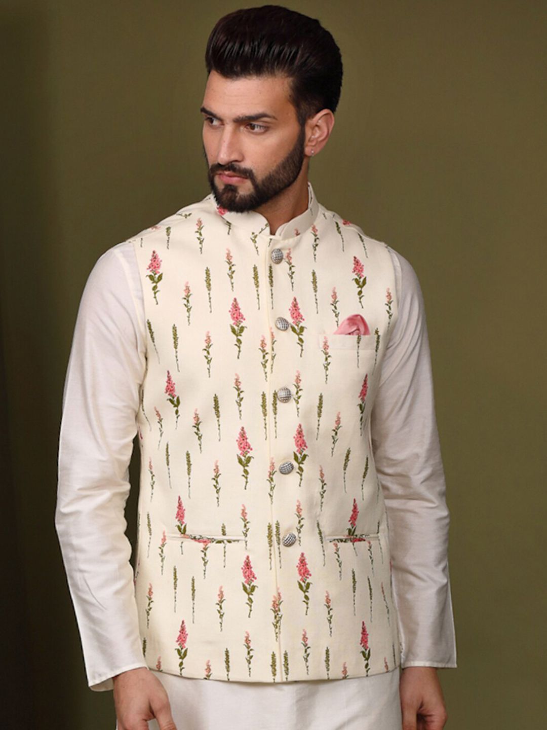 KISAH Men Printed Nehru Jacket