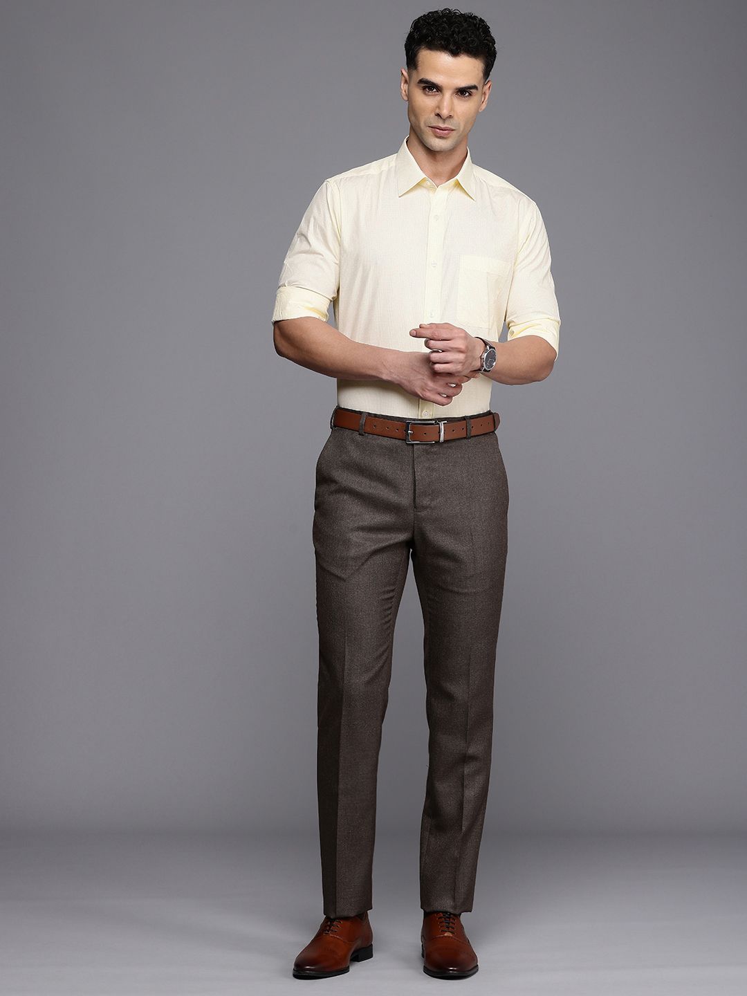 Raymond Slim Fit Opaque Checked Pure Cotton Formal Shirt