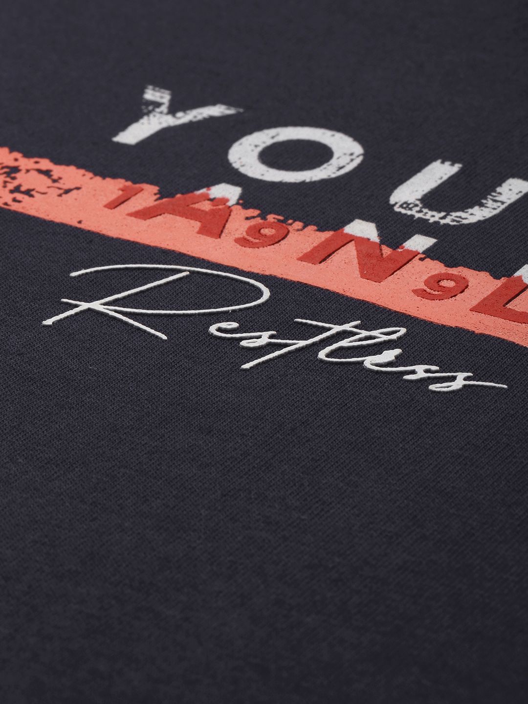 SPYKAR Typography Printed Drop-Shoulder Sleeves Oversized T-shirt