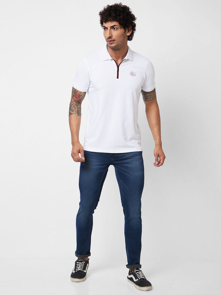 SPYKAR Polo Collar Short Sleeves Slim Fit Cotton T-shirt