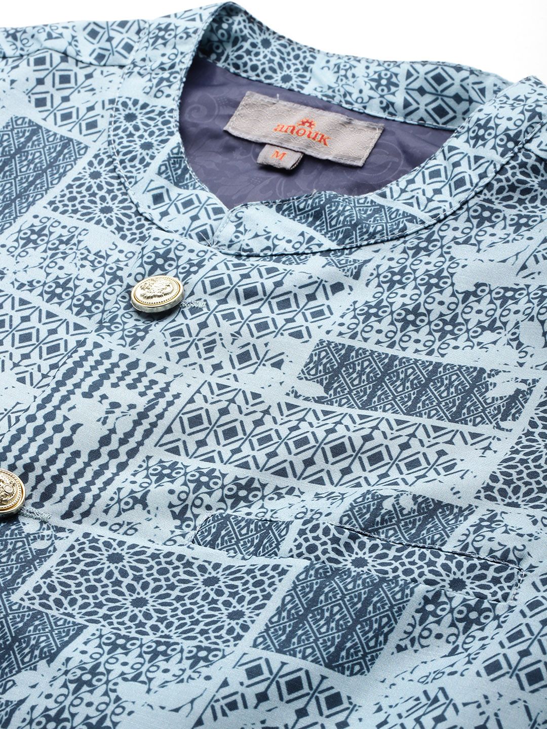 Anouk Men Printed Regular Kurta with Pyjamas And Nehru jacket