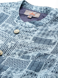 Anouk Men Printed Regular Kurta with Pyjamas And Nehru jacket