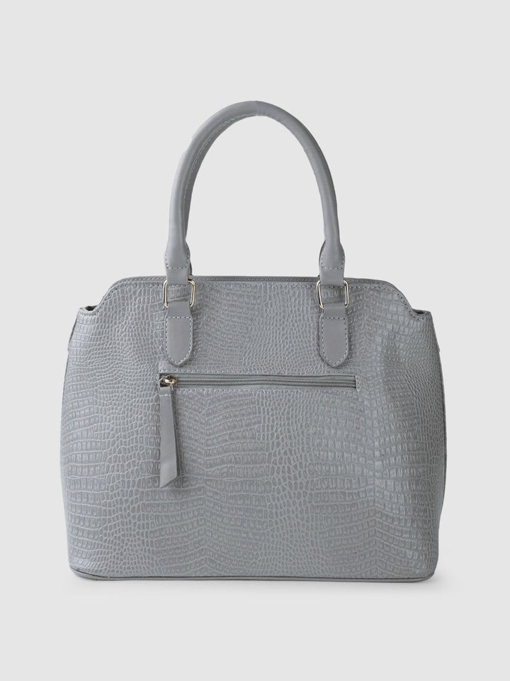 Lino Perros Grey Snakeskin Textured Structured Handheld Bag