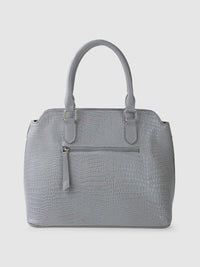 Lino Perros Grey Snakeskin Textured Structured Handheld Bag