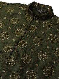 SOJANYA Men Green & Brown Ethnic Motifs Printed Kurta