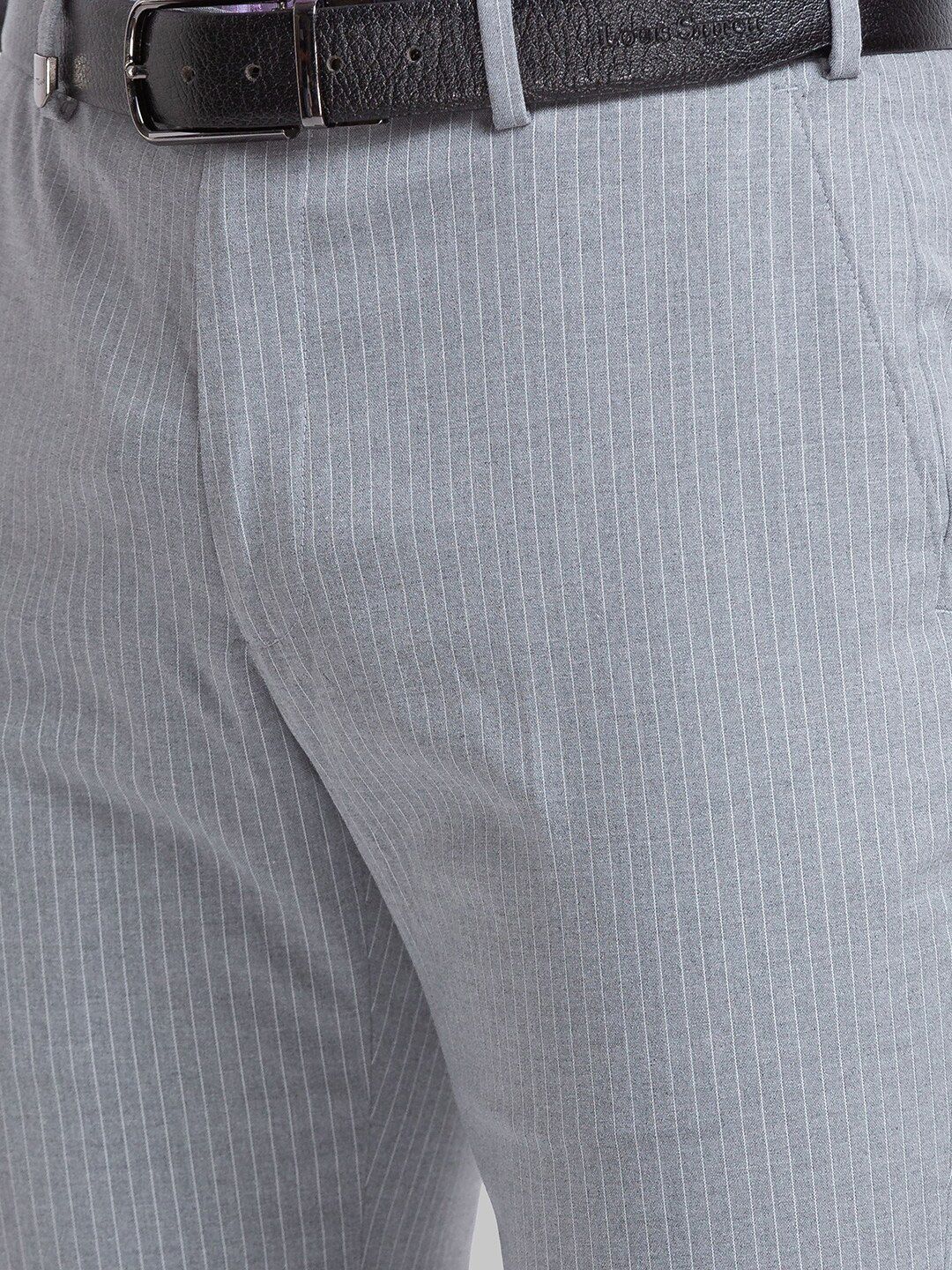 Park Avenue Men Striped Slim Fit Formal Trousers