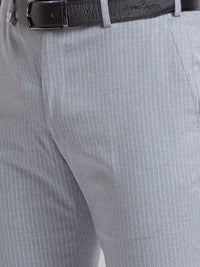 Park Avenue Men Striped Slim Fit Formal Trousers