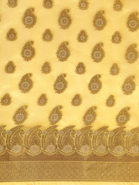 Saree mall Yellow Paisley Silk Blend Banarasi Saree