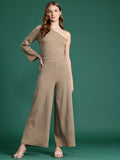 DressBerry Ribbed One-Shoulder Top with Trousers Co-ords