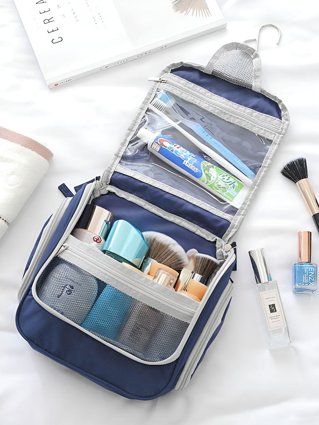 Cortina Navy Blue Water Resistant Makeup Organiser