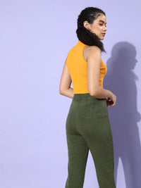 STREET 9 Woman Bright Yellow Solid Cropped Top