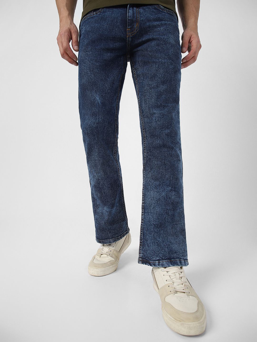 Urbano Fashion Men Bootcut Heavy Fade Clean Look Stretchable Jeans