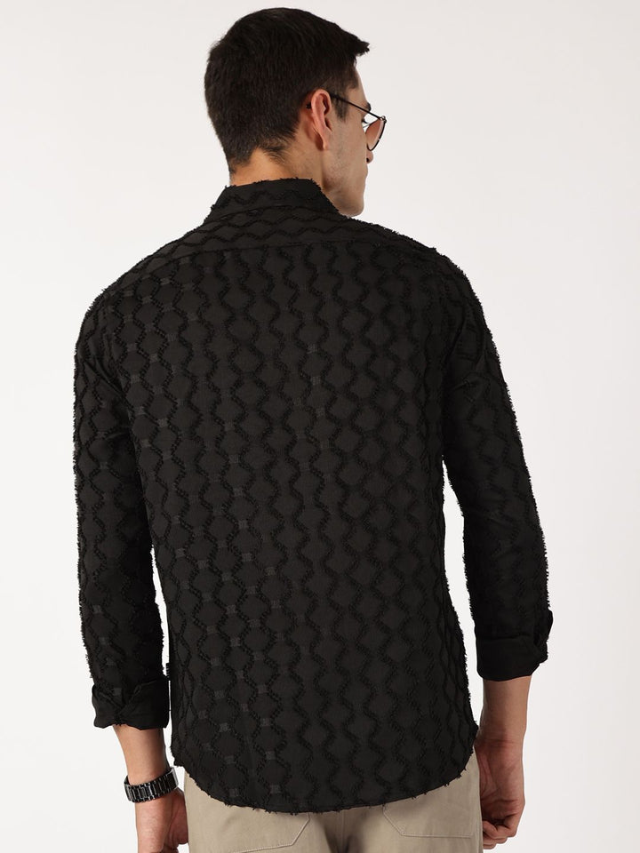 Thomas Scott Men Premium Spread Collar Textured Casual Shirt