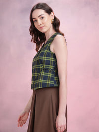 DressBerry Tartan Checked Wrap Top with Tie-ups