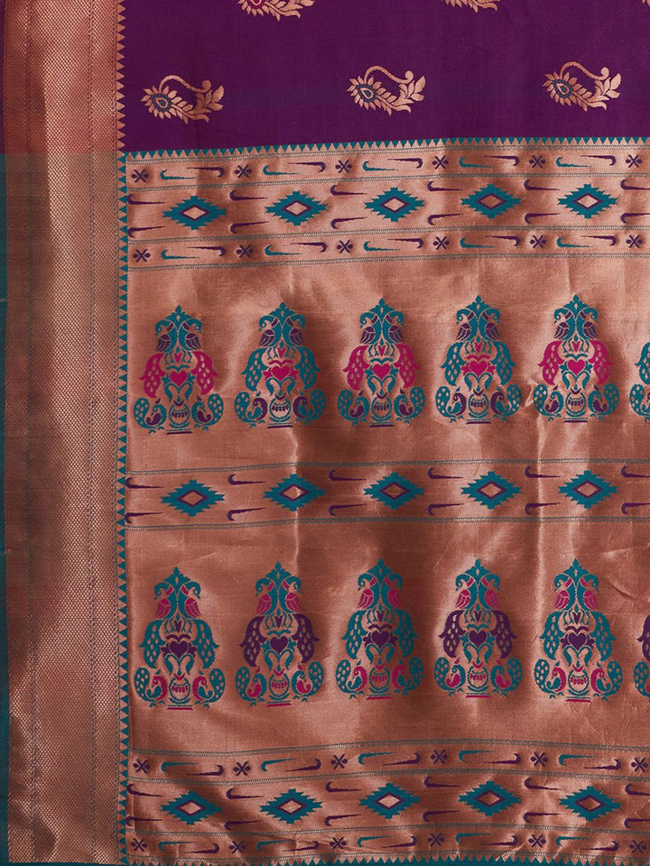 Saree mall Ethnic Motifs Woven Design Zari Paithani Sarees
