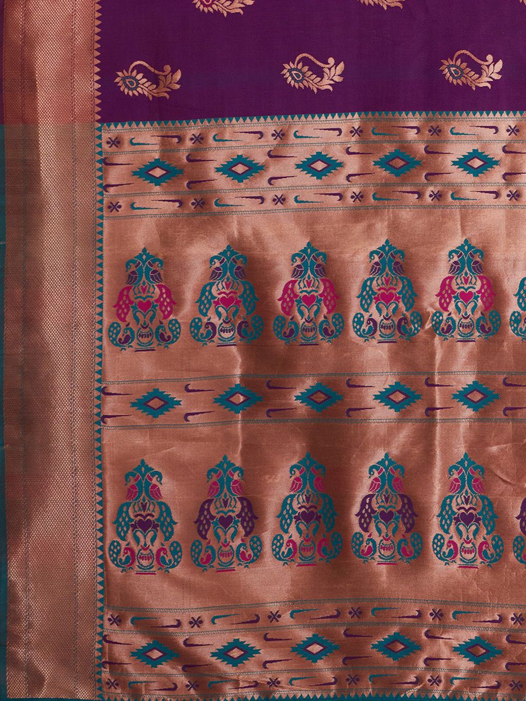 Saree mall Ethnic Motifs Woven Design Zari Paithani Sarees