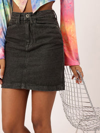 DressBerry Women Urban Savvy High Rise Straight Denim Mini Skirt