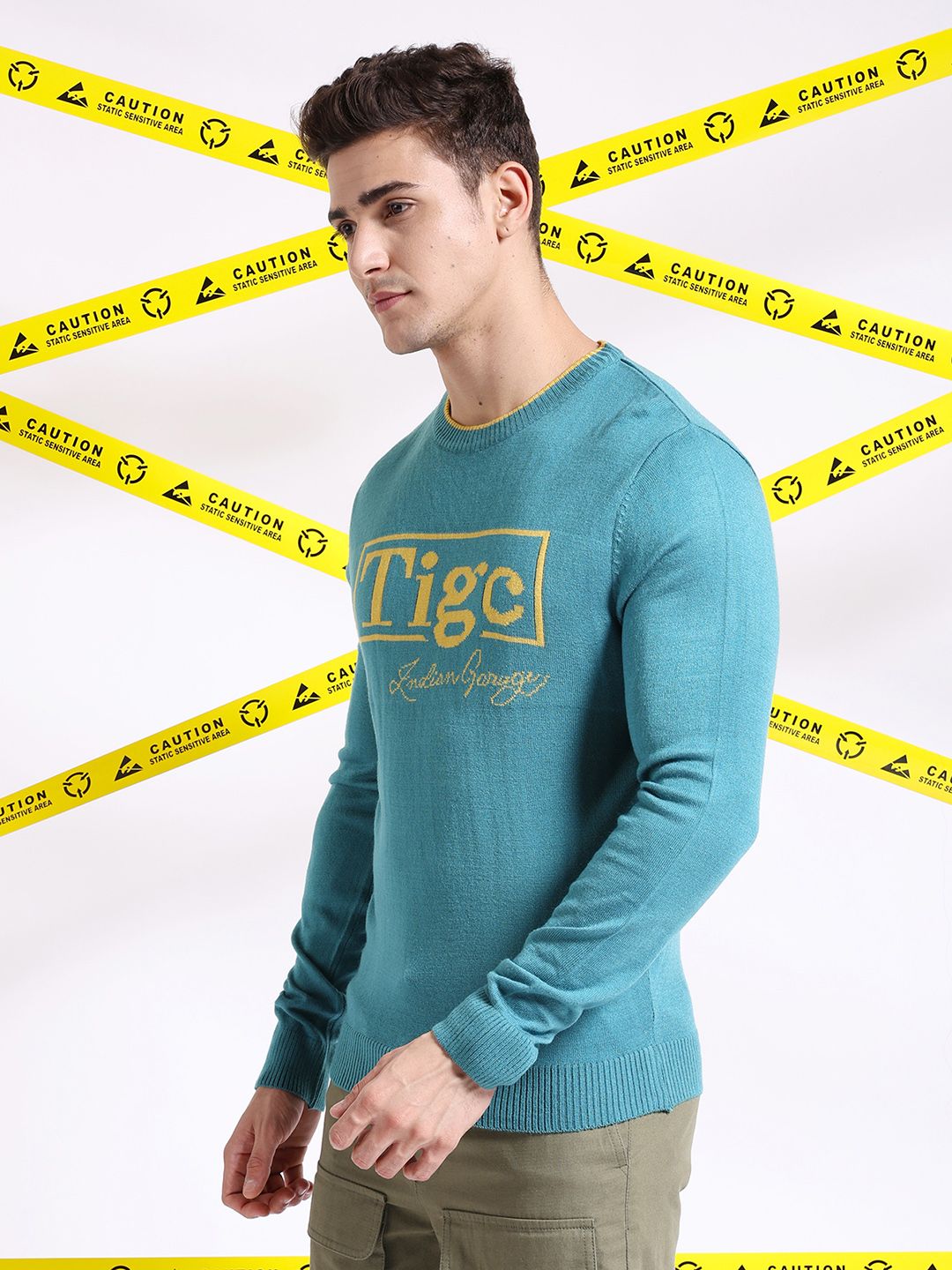 The Indian Garage Co Typography Printed Pullover Acrylic Sweater