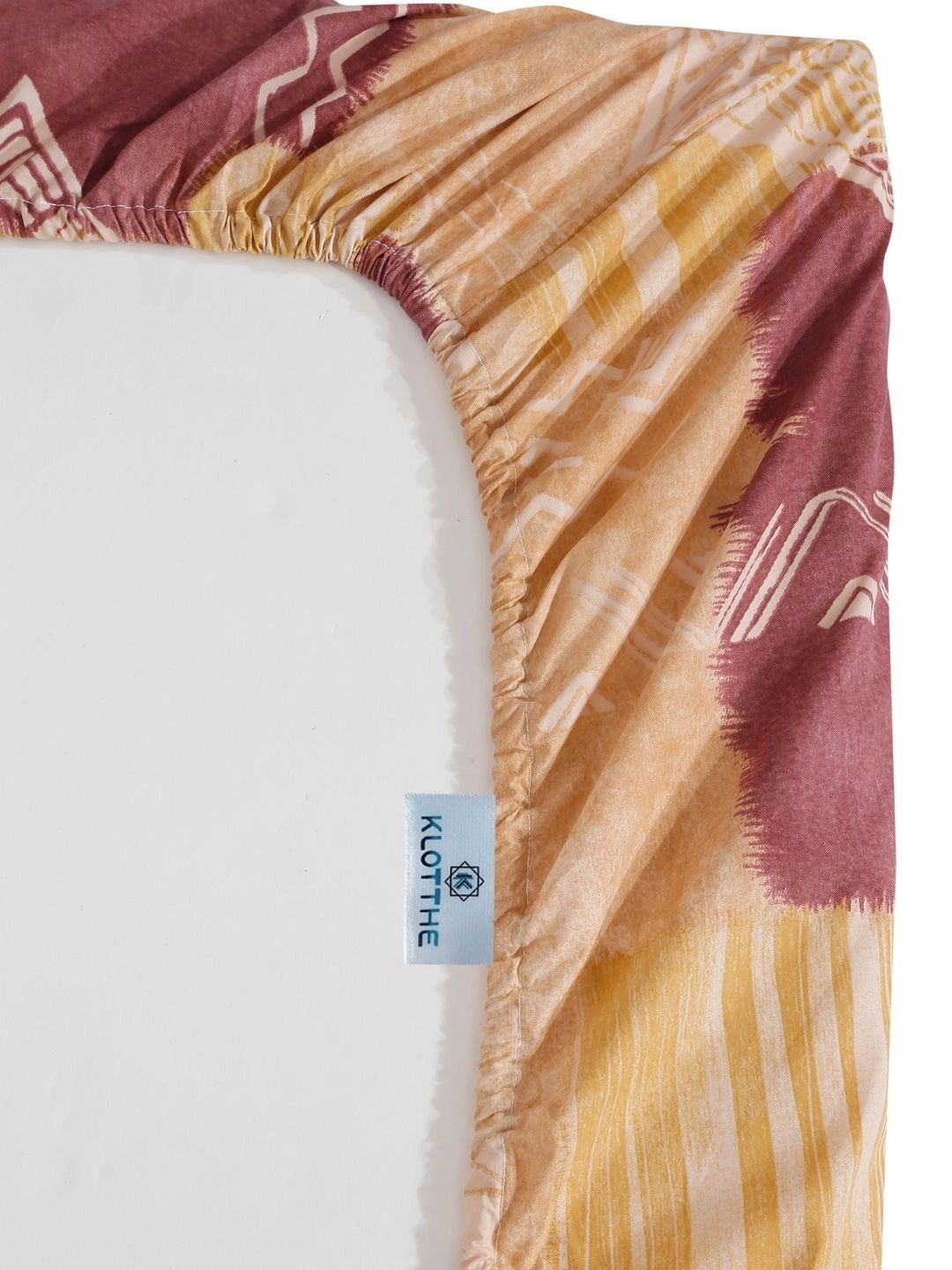 Moda Rapido X KLOTTHE Beige & Warna Peach Geometrik 400 TC Cadar Tempat Tidur Single dengan 1 Sarung Bantal