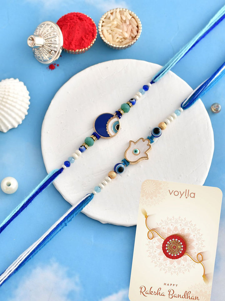 Voylla Pack Of 2 Evil Eye Hamsa Charms Men's Rakhis