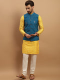 SOJANYA Kurta Sulam Motif Etnik Bersama Jaket Churidar & Nehru
