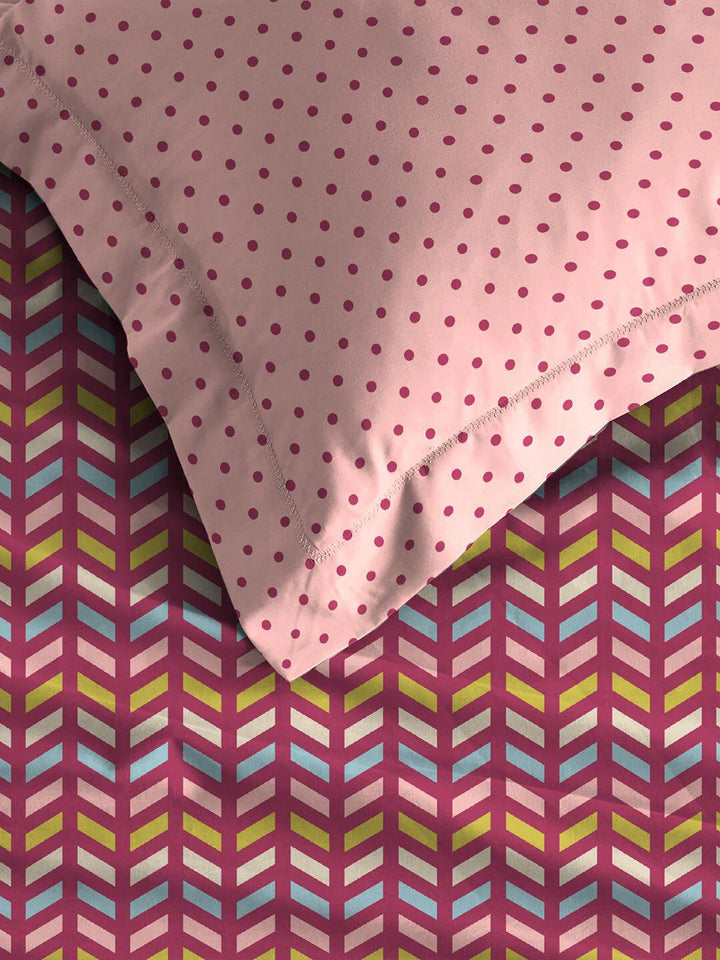 MYTRIDENT Party Mood Pink Urban Comfort Flat 144TC Queen Cotton Bedsheet Set