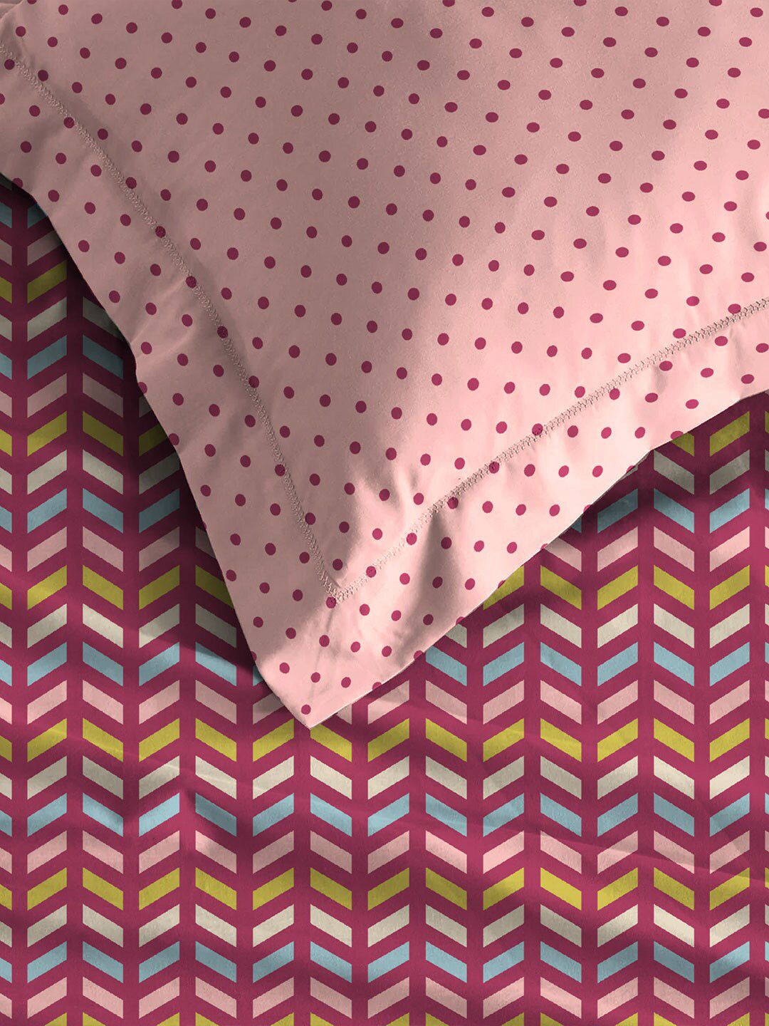 MYTRIDENT Party Mood Pink Urban Comfort Flat 144TC Queen Cotton Bedsheet Set