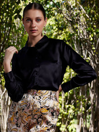 WORK IT by STREET 9 Black Comfort Spread Collar Casual Shirt