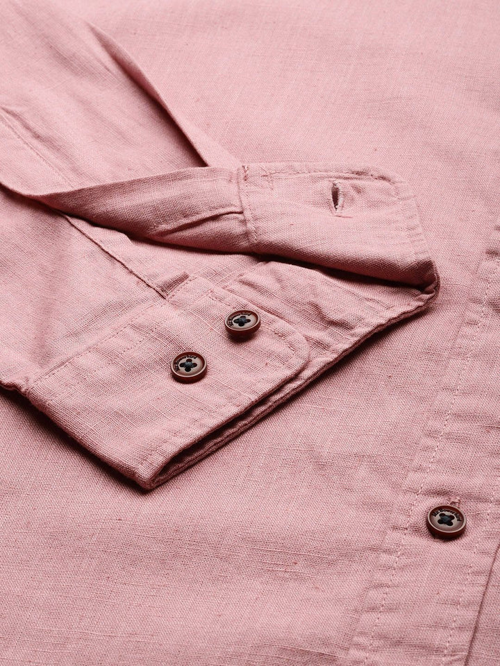 Mr Bowerbird Men Pink Tailored Fit Solid Casual Shirt
