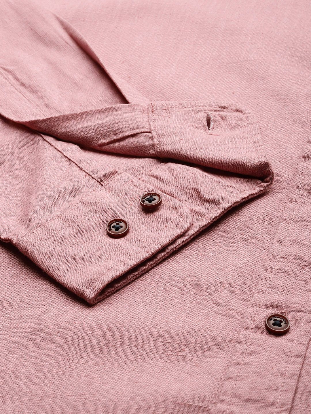 Mr Bowerbird Men Pink Tailored Fit Solid Casual Shirt