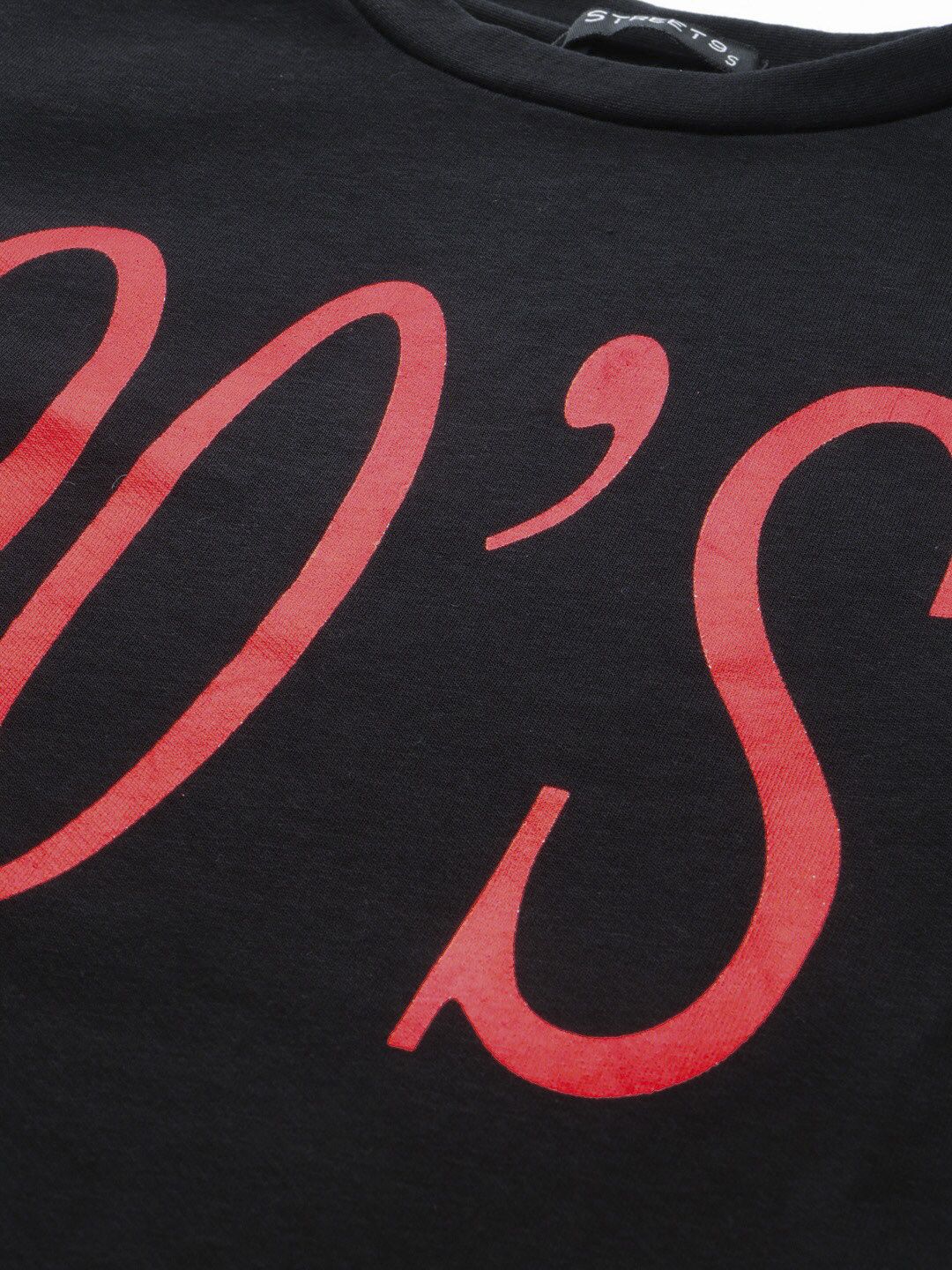 STREET 9 Women Black & Red Printed Pure Cotton Sweatshirt