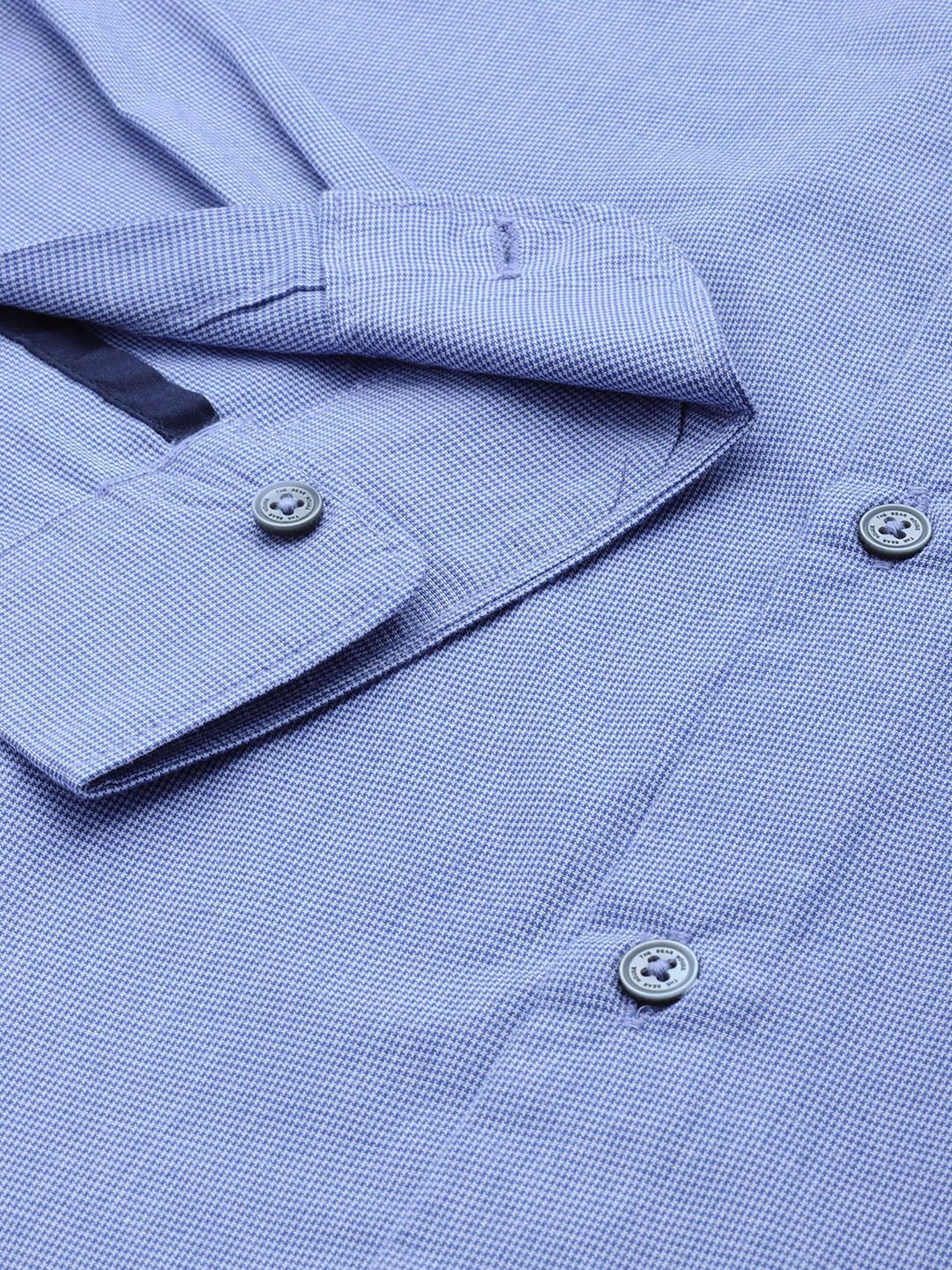 THE BEAR HOUSE Slim Fit Micro Checks Opaque Casual Shirt