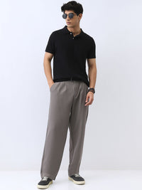 Urbano Fesyen Lelaki Hitam Pepejal Biasa Half Sleeve Cotton Polo T-Shirt