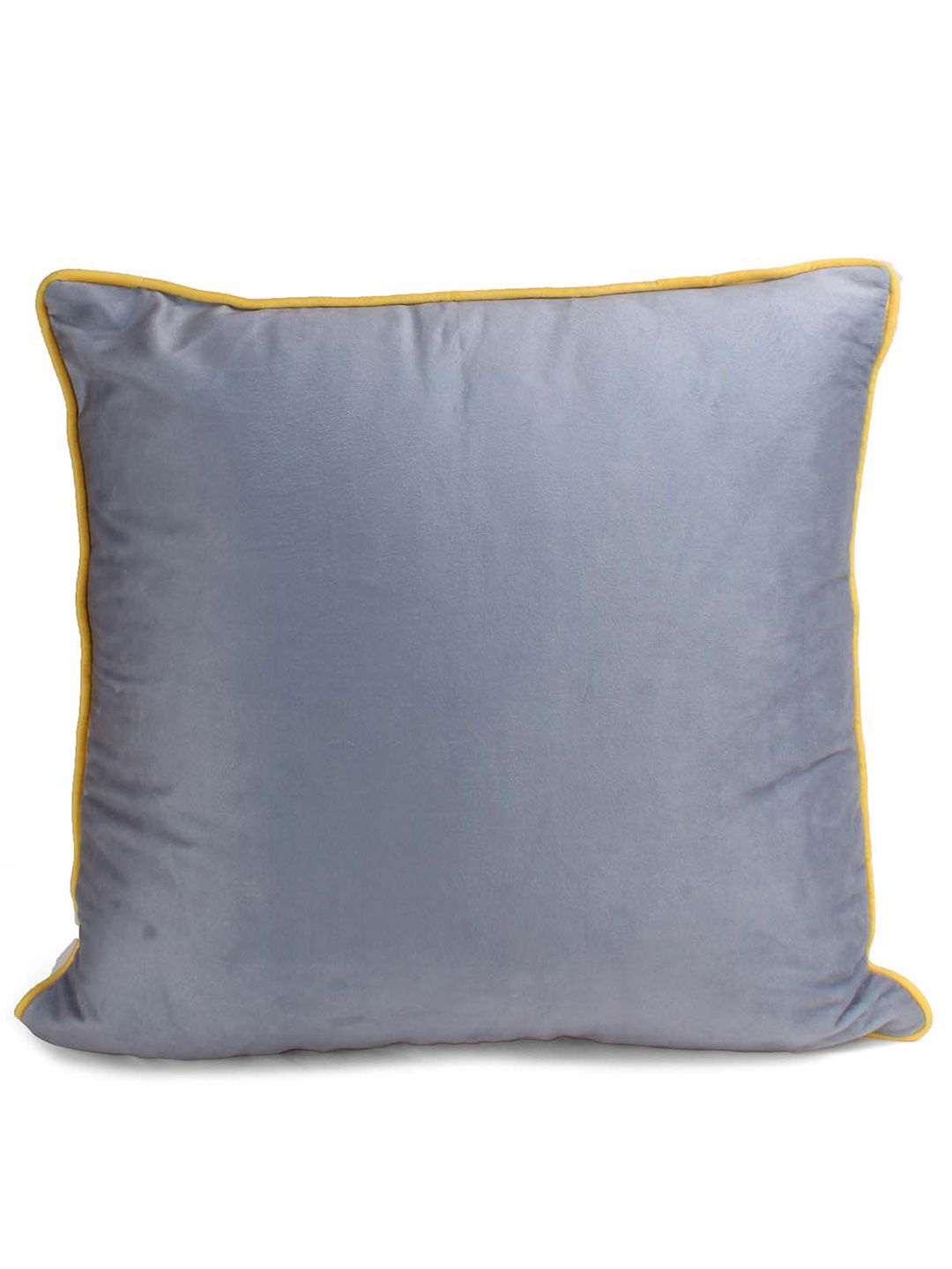 STITCHNEST 5 Pcs Grey & Yellow Velvet Square Cushion Covers
