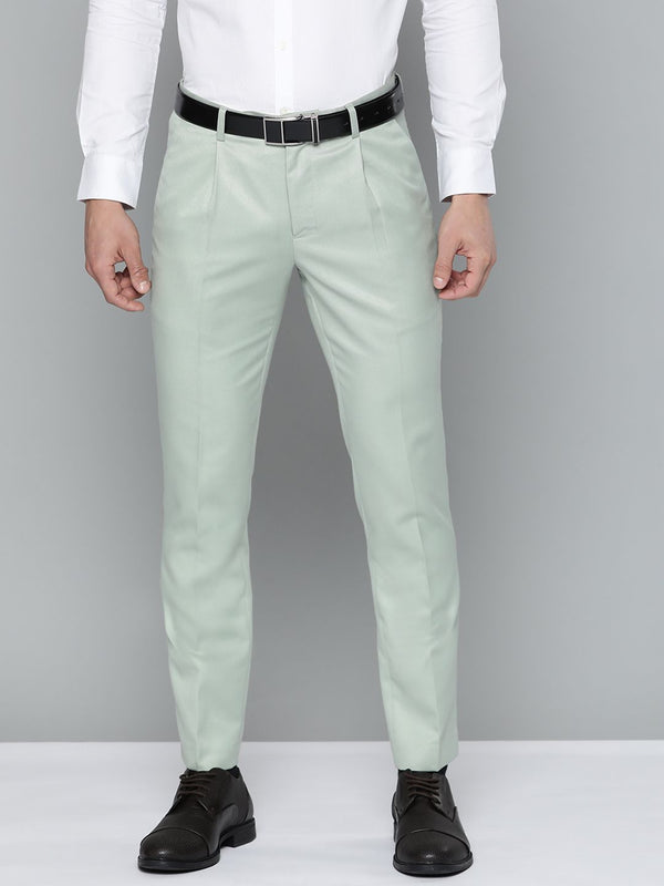 DENNISON Men Green Smart Tapered Fit Pleated Trousers