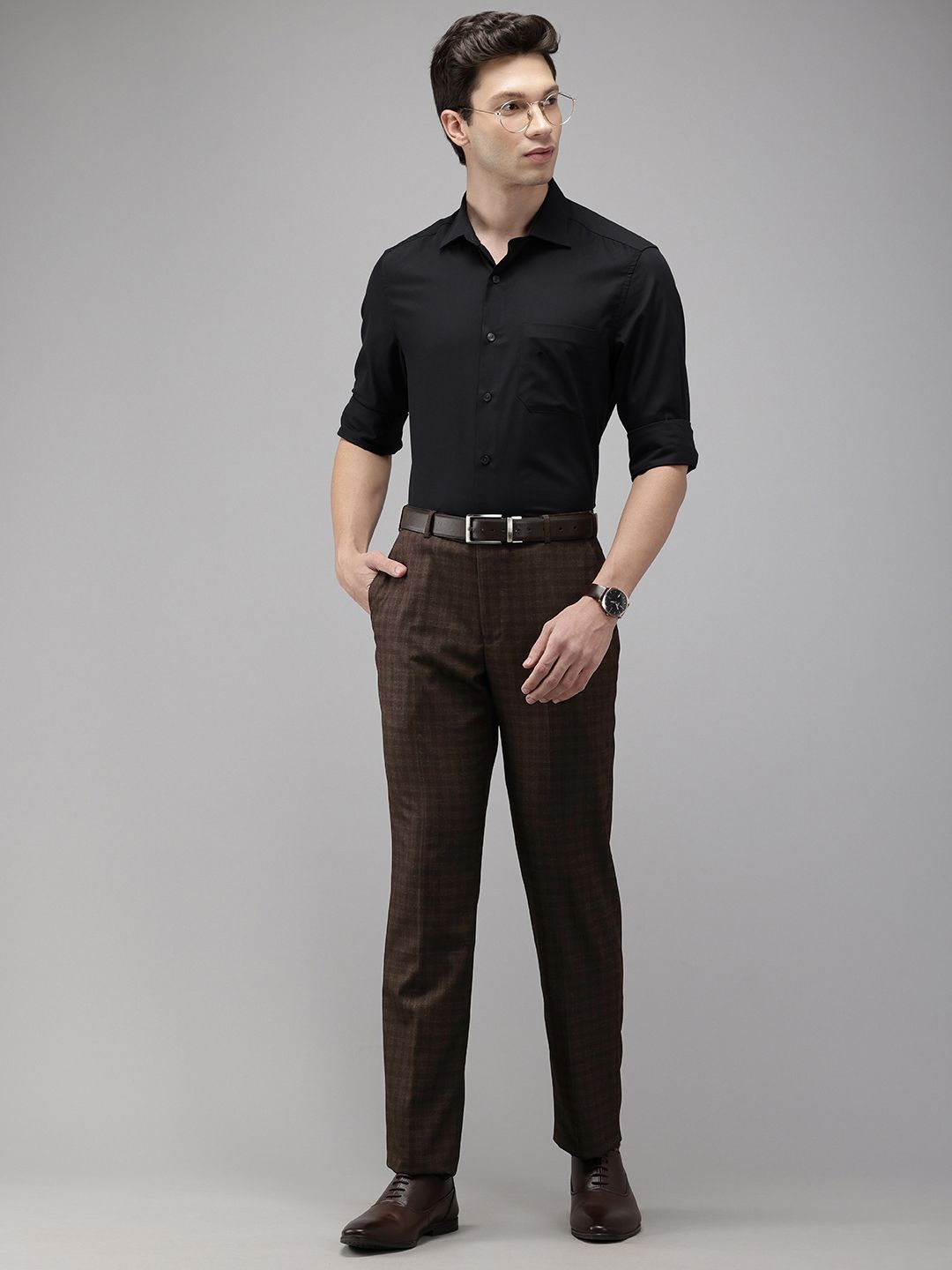 Park Avenue Men Checked Formal Trousers