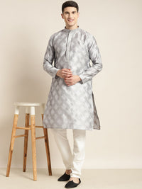 SOJANYA Geometric Woven Design Jacquard Silk Kurta With Churidar