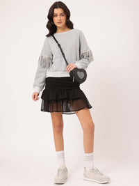 DressBerry Bohemian Beat Studded Fringed Sweatshirt