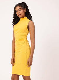 DressBerry The Sunshine Chic Ruched Sheath Midi Dress